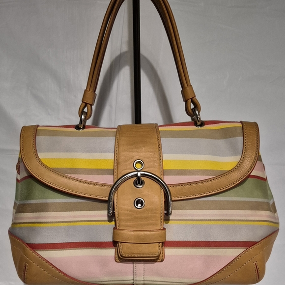 Vintage 04 Coach Soho-Hampton Striped Satchel - Picture 9 of 16